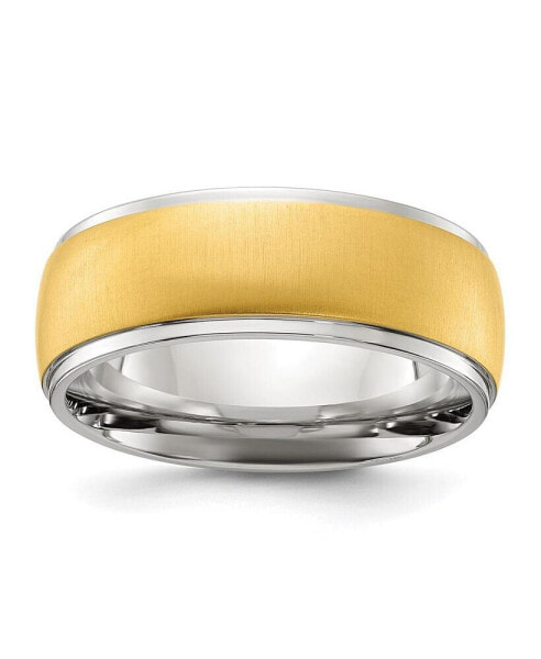 Titanium Brushed Yellow IP-plated Center Wedding Band Ring