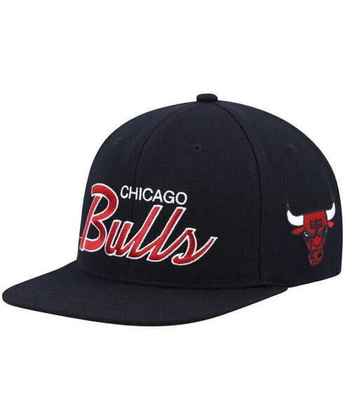 Men's Black Chicago Bulls Hardwood Classics Script 2.0 Snapback Hat