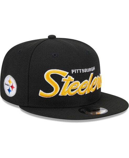 Men's Black Pittsburgh Steelers Main Script 9FIFTY Snapback Hat