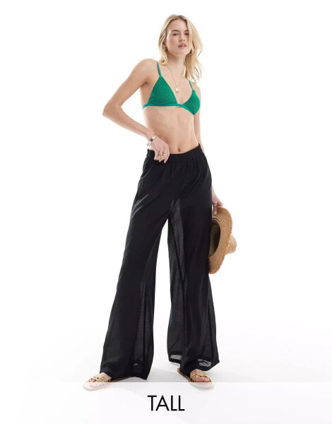 Vero Moda Tall beach trouser in black