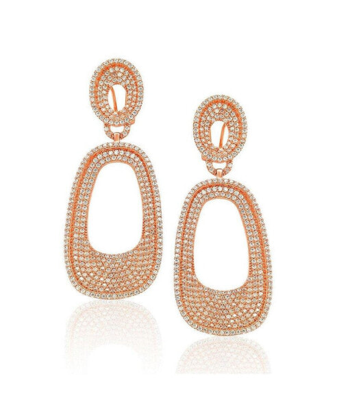 Suzy Levian Sterling Silver Cubic Zirconia Pave Drop Dangle Earrings