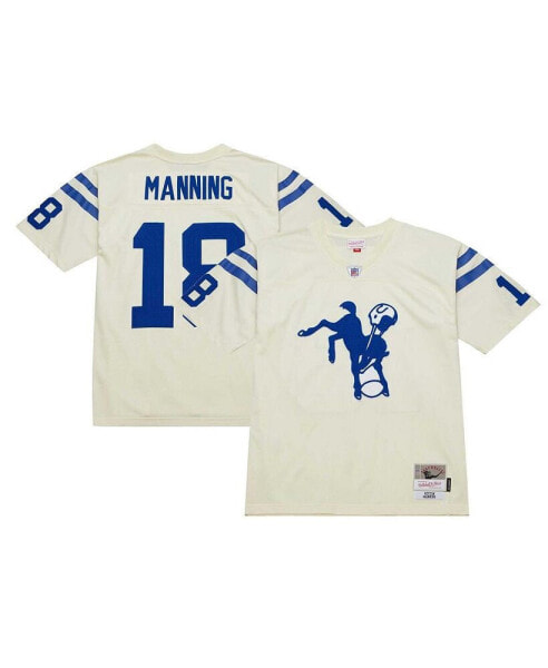 Men's Peyton Manning Cream Indianapolis Colts Chainstitch Legacy Jersey