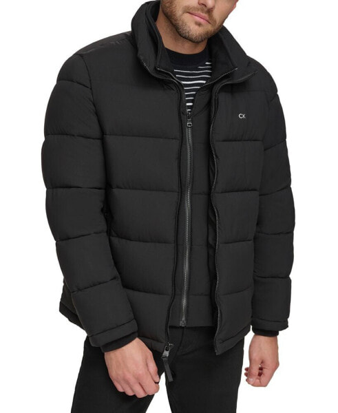 Пуховик мужской Calvin Klein Men's Puffer With Set In Bib Detail, созданный для Macy's.