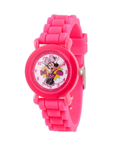 Girl's Disney Minnie Mouse Pink Plastic Time Teacher Strap Watch 32mm