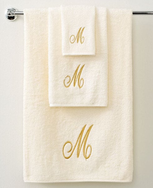 Monogram Initial Script Ivory & Gold Fingertip Towel, 11" x 18"