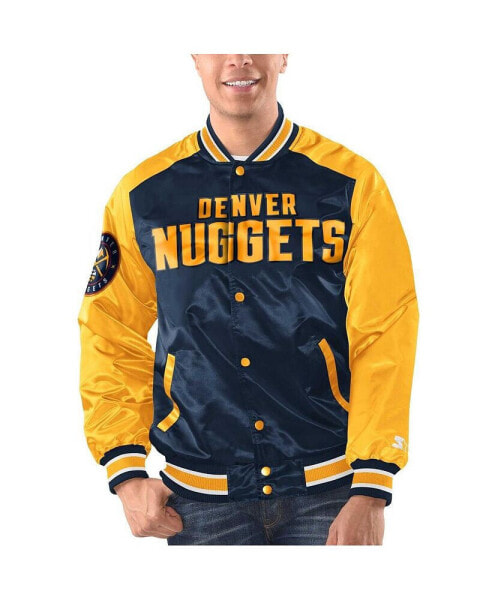 Men's Navy/Gold Denver Nuggets Renegade Satin Full-Snap Varsity Jacket