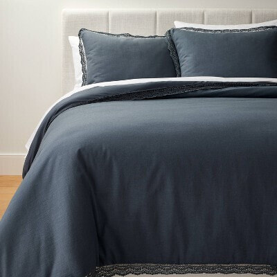 Lace Border Cotton Slub Comforter & Sham Set Threshold designed w/ Studio McGee