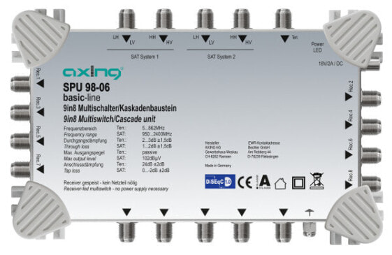 axing SPU09806 - 9 inputs - 950 - 2400 MHz - IP20 - F