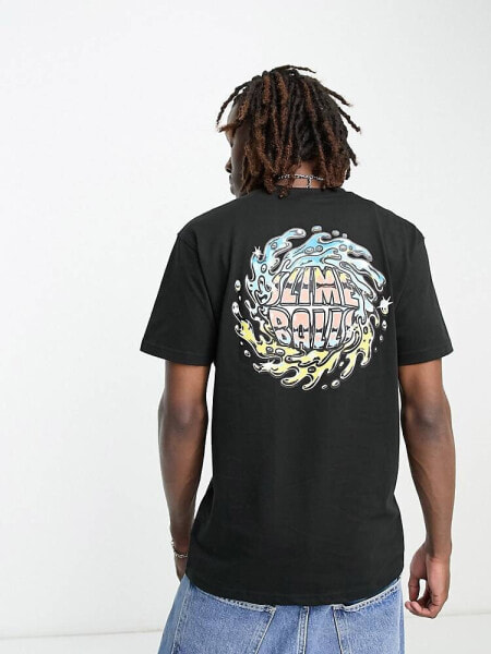 Santa Cruz slimeball chrome t-shirt in black with chest and back logo print
