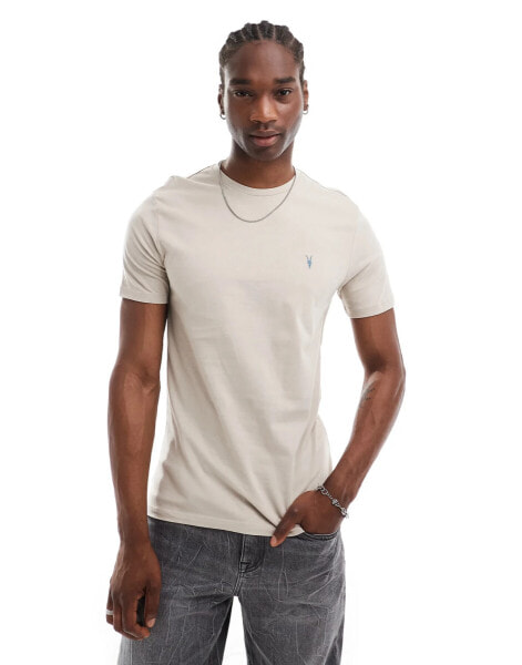 AllSaints Brace brushed cotton t-shirt in stone