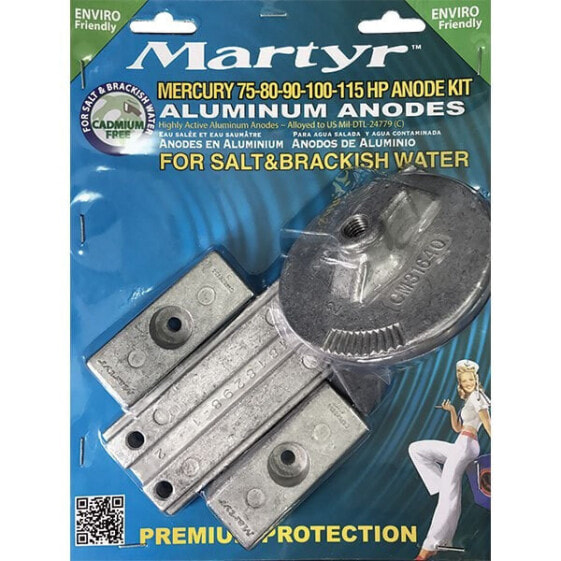 MARTYR ANODES 75-80-90-100-115 HP Mercury Aluminium Anode Kit