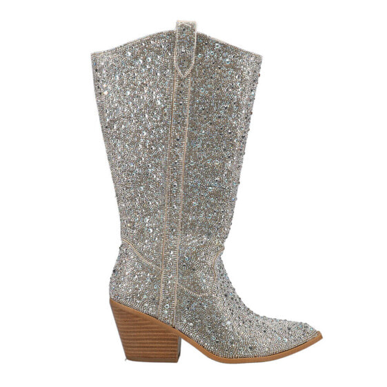 Corkys Glitzy Wide Calf Rhinestone Snip Toe Cowboy Womens Size 6 W Dress Boots