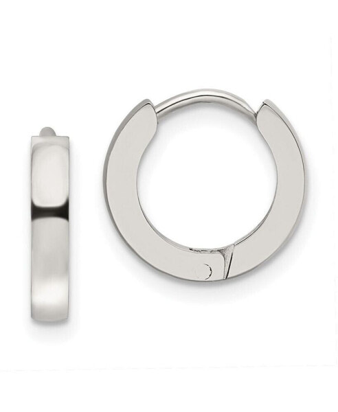 Stainless Steel Polished Hinged Hoop Earrings