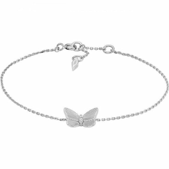 Decent Silver Butterflies Bracelet with Crystals JFS00620040