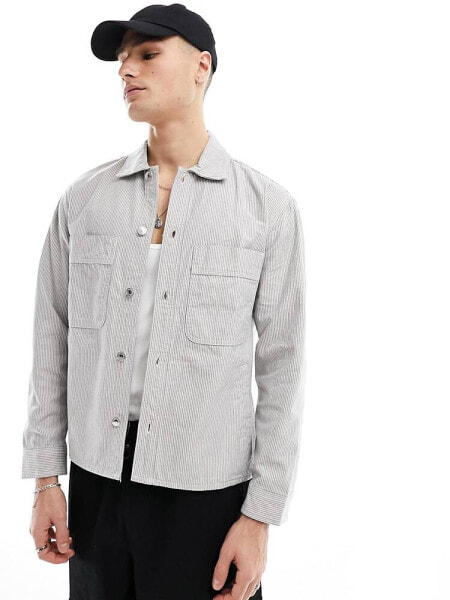 Abercrombie & Fitch overshirt in blue stripe