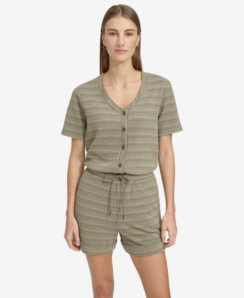 Women's Striped Knit Short-Sleeve Romper