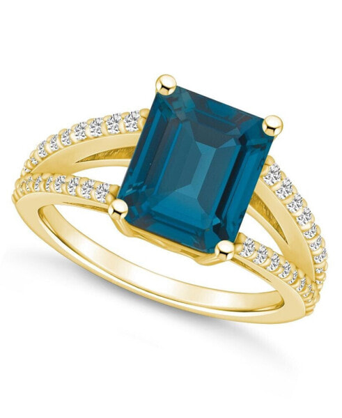 London Blue Topaz and Diamond Accent Ring in 14K Yellow Gold