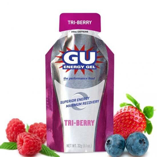 GU 24 Units Tri Berry Energy Gels Box