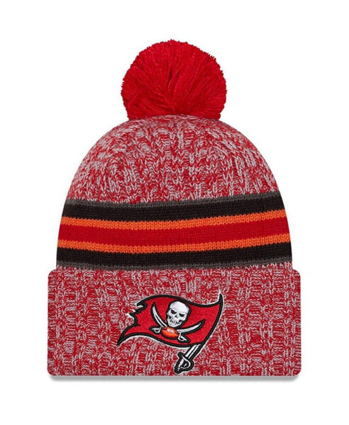 Men's Red Tampa Bay Buccaneers 2023 Sideline Cuffed Knit Hat With Pom