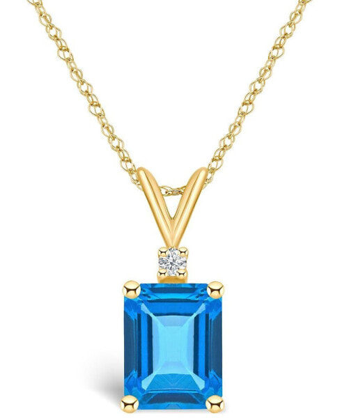 Blue Topaz (3 ct. t.w.) and Diamond Accent Pendant Necklace in 14K Yellow Gold or 14K White Gold