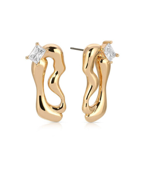 18k Gold Plated Winding Crystal Earrings