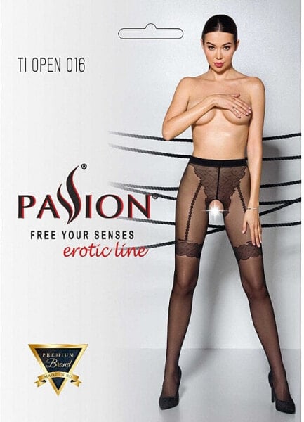 Erotische Strumpfhose mit Ausschnitt Tiopen 016 20 Den black - Passion 1/2