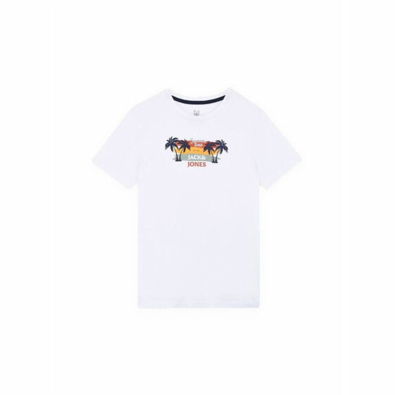 Белая детская футболка с коротким рукавом Jack & Jones Jjsummer Smu Vibe Tee