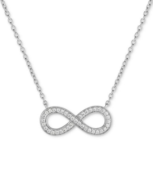 Arabella Cubic Zirconia Infinity 18" Pendant Necklace in Sterling Silver