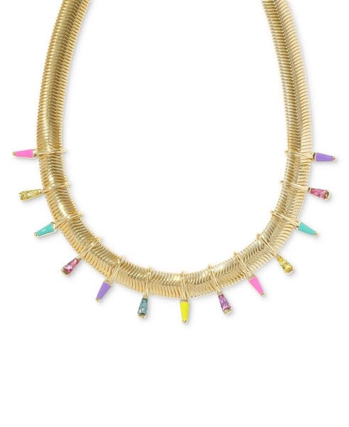 14k Gold-Plated Multicolor Cubic Zirconia & Nano Gem Statement Necklace, 14" + 4-1/2" extender