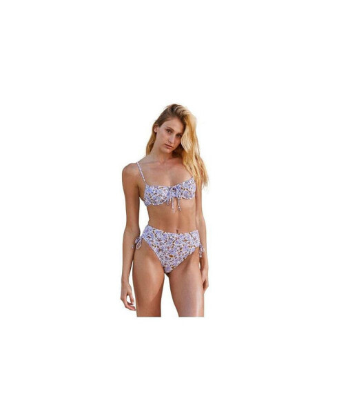 Women's Floral print Underwire Bralette swim top with string bow at bust