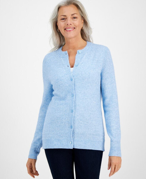 Women's Crewneck Button-Front Cozy Cardigan, Created for Macy's