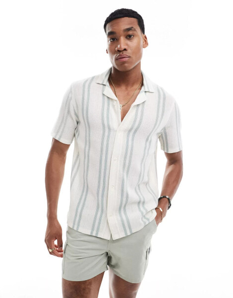 Hollister short sleeve shirt in white with green lace detailing