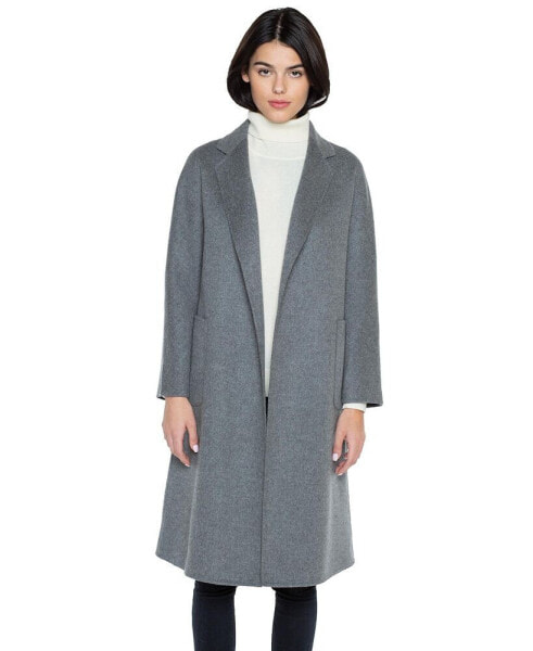 Women's Cashmere Wool Double Face Overcoat with Belt