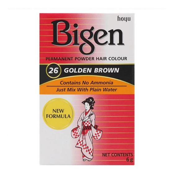 Bigen Permanent Powder Hair Color 26 Перманентный порошок для окрашивания волос без аммиака, оттенок золотистый коричневый 6 г