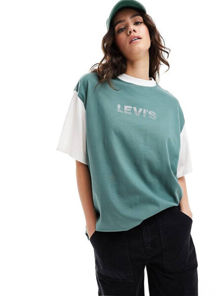 Levi's oversized ringer t-shirt with chest logo in green 