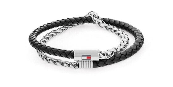 Leather and steel double bracelet 2790562