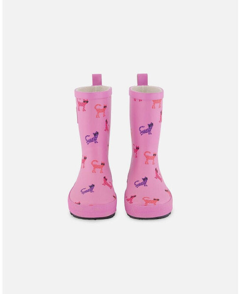 Сапоги Deux Par Deux Rain Boots Pink Sunglasses Cats - Toddler Child