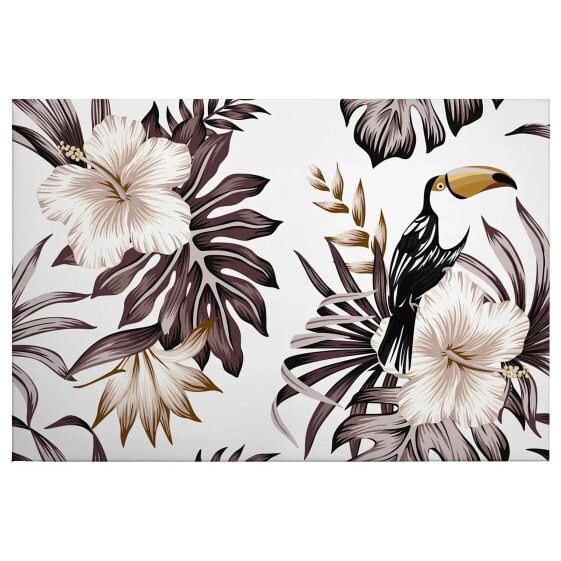 Wandbild Blumen und Toucan