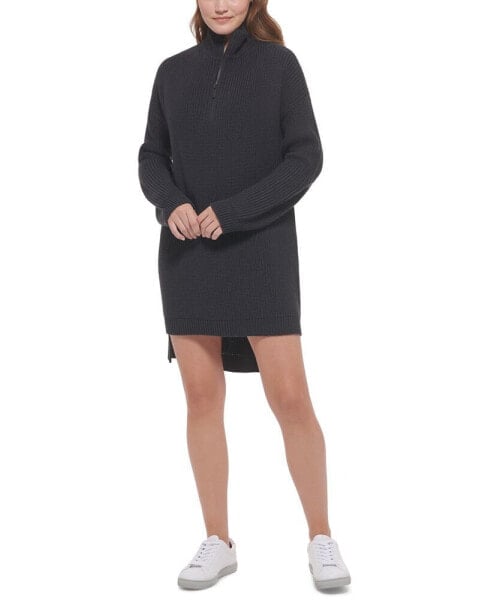 Women's Half-Zip High-Low Sweater Dress