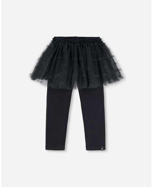 Baby Girls Baby Leggings With Tulle Skirt Black