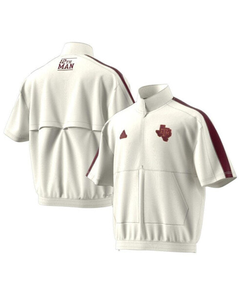 Men's White Texas A&M Aggies Strategy Pullover Half-Zip Short Sleeve Jacket