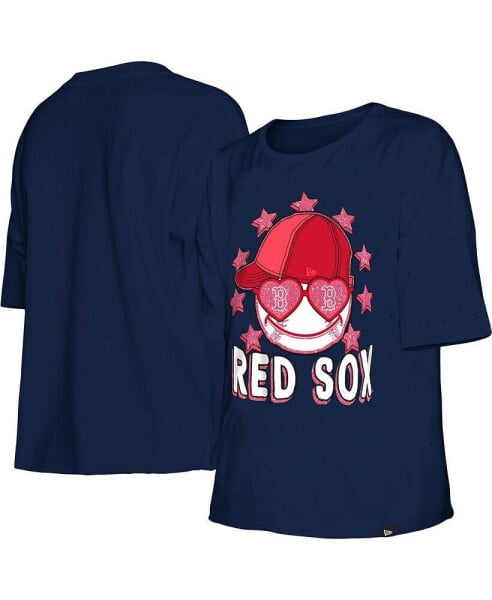 Big Girls Navy Boston Red Sox Team Half Sleeve T-shirt
