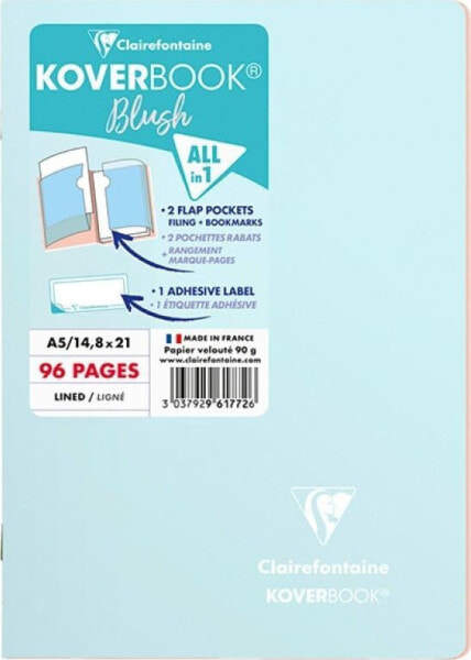 Блокнот CLAIREFONTAINE Blush, A5, с линейкой, 48 листов, 14,8x21см, сине-коралловый