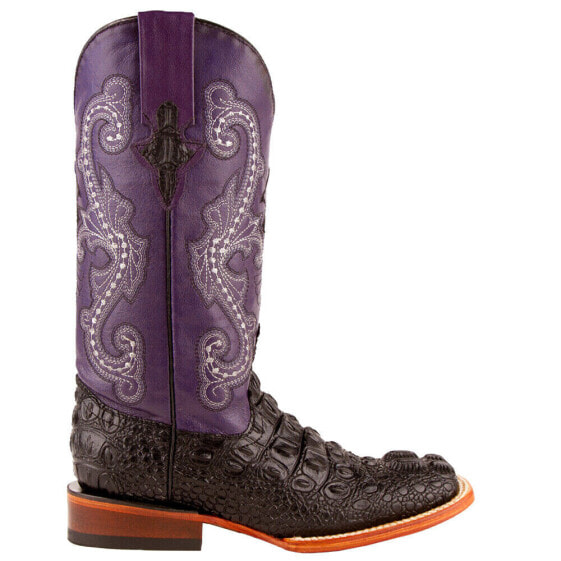 Ferrini Rancher Caiman Embroidered Square Toe Cowboy Womens Purple Dress Boots