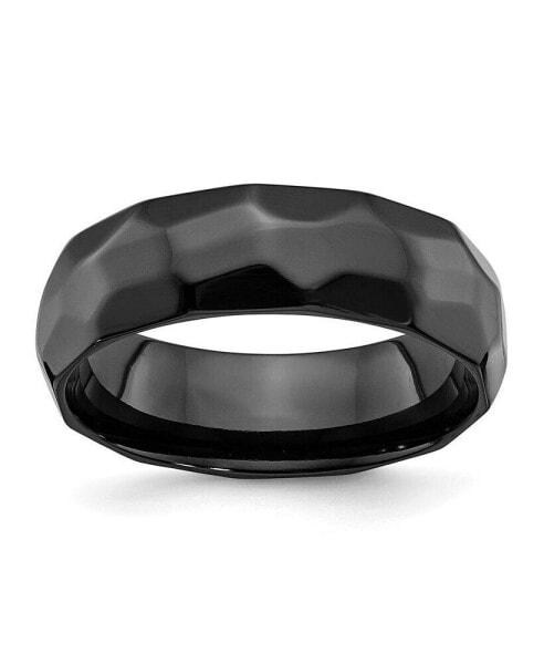 Black Zirconium Polished and Hammered Wedding Band Ring