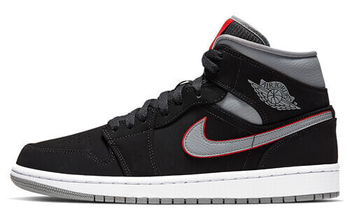 Кроссовки Nike Air Jordan 1 Mid черно-серо-красные 554724-060