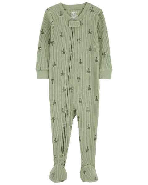 Toddler 1-Piece Palm Tree Thermal Footie Pajamas 3T