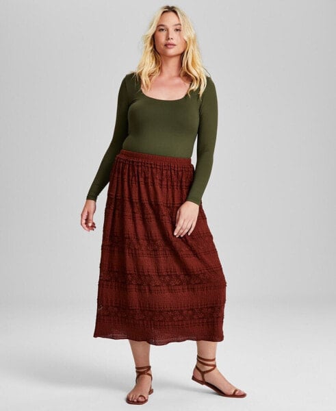 Women's Tiered Lace-Trim Maxi Skirt, Created for Macy's