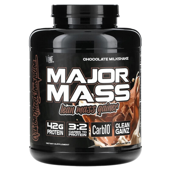 Major Mass, Lean Mass Gainer, Chocolate Milkshake, 4 lbs (1,814 g)