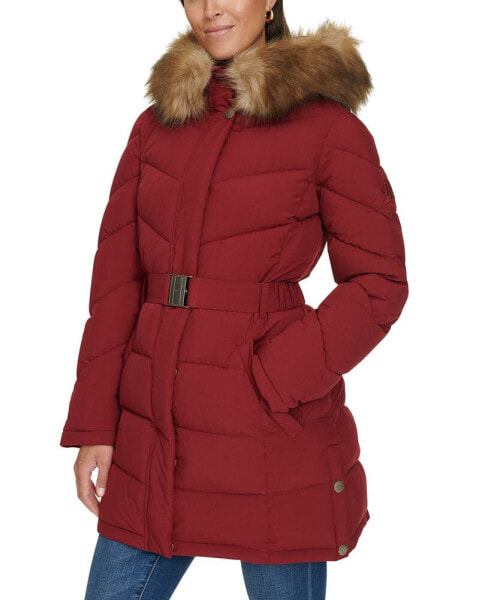 Women's Faux-Fur-Trim Hooded Puffer Coat, Created for Macy's